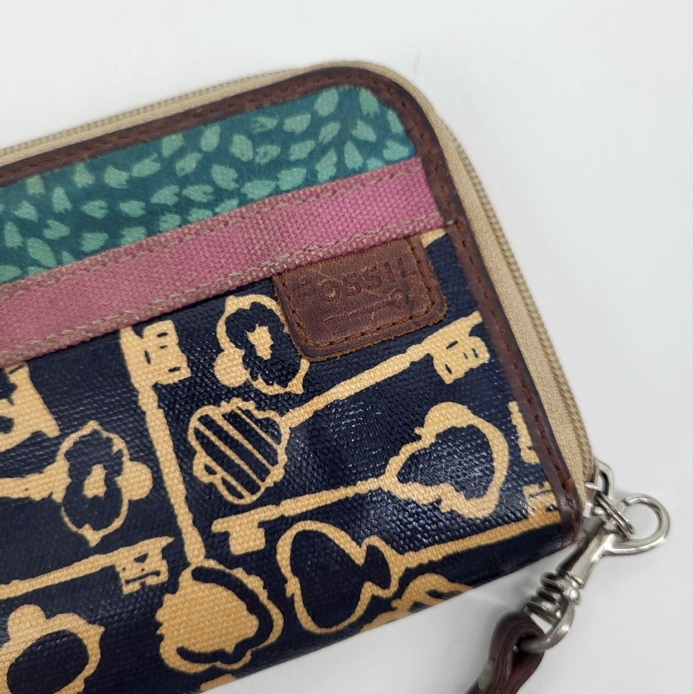 Fossil Key Per Wristlet Wallet Zipper Leather Pri… - image 3